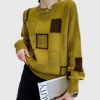 Women's Jumper Round Neck Openwork Colour-Block Knit - 5