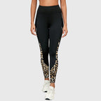 Women's High-Waisted Training Leggings with Contrast Print Panels - 4