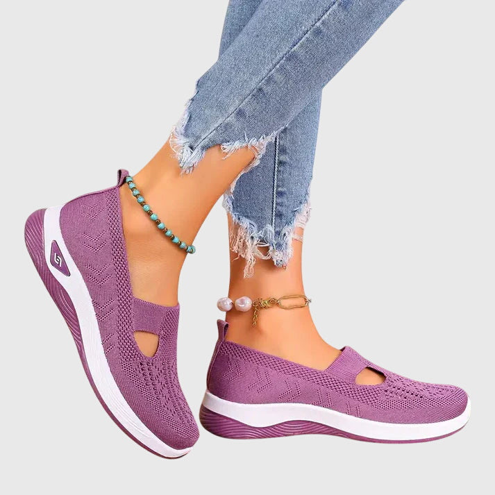 Women's Slip-On Walking Trainers with Cut-Out Detail - 12