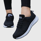 Women's Trainers with Cushioned Sole and Lace-Up Fastening - Black