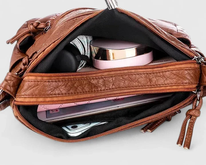 Women's Shoulder Bag with Adjustable Strap and Magnetic Flap Closure - 7