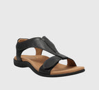 Women's Sandals with Adjustable Straps and Cushioned Footbed - Black