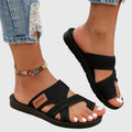 Women's Sandals with Crossover Straps and Cushioned Sole - Black