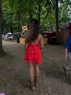 Women's Mini Dress with Ruffle Tiers and Flared Silhouette - 4