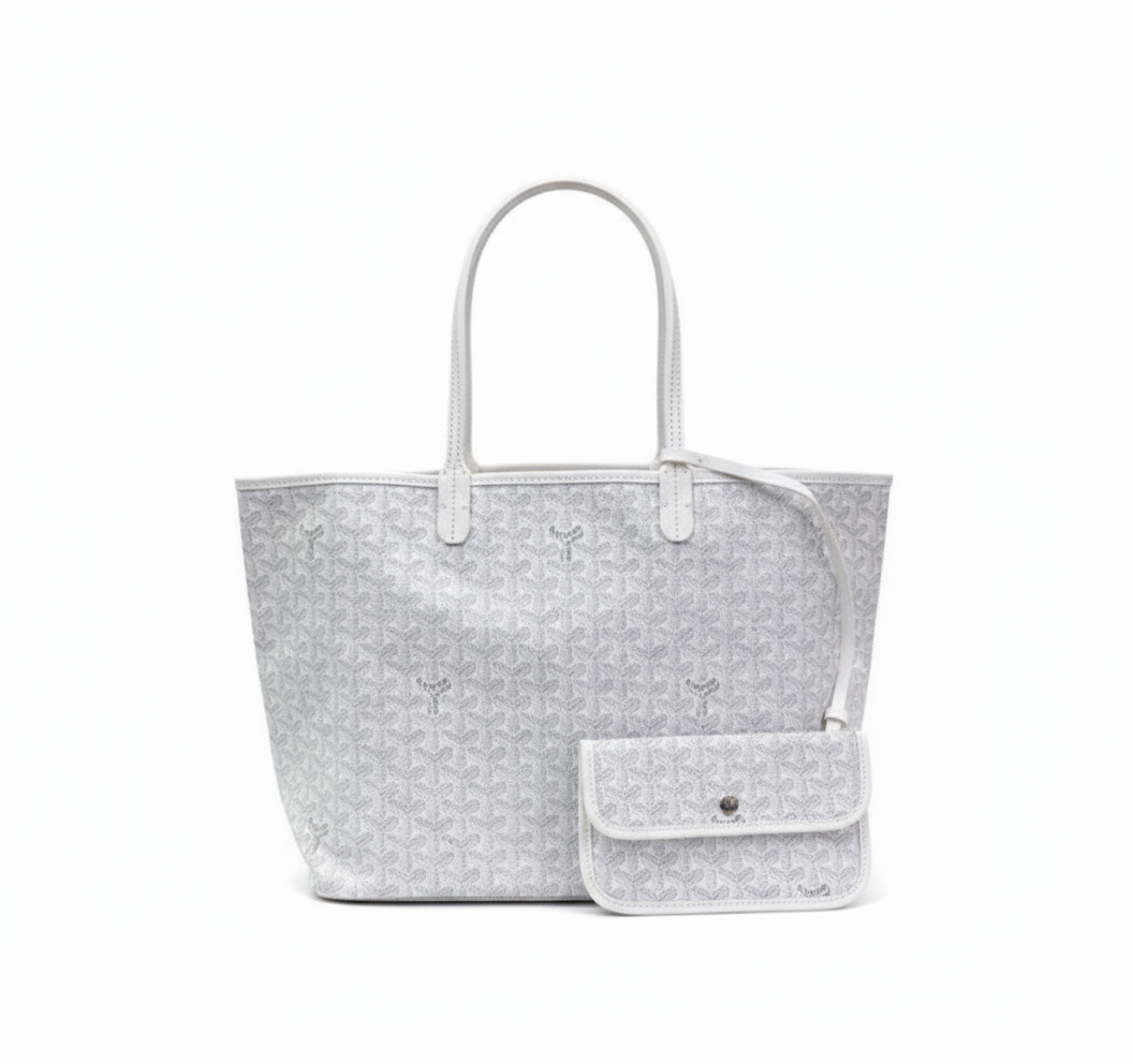 Women's Tote Bag with Matching Pouch - White (Medium)