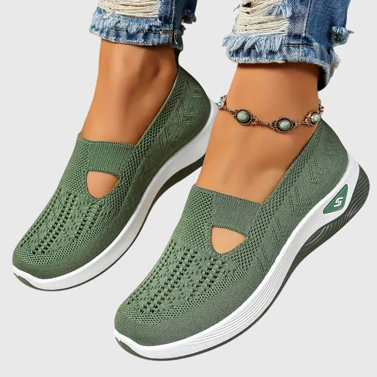 Women's Slip-On Walking Trainers with Cut-Out Detail - 6