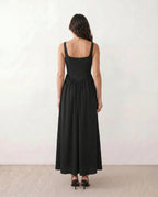 Women's Sleeveless Maxi Dress with Square Neckline and A-Line Skirt - 3