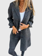 Women's Longline Blazer with Button Fastening and Notch Lapel - 5