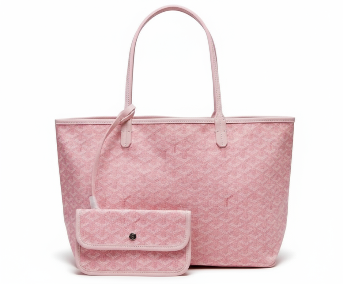 Women's Tote Bag with Matching Pouch - Pink (Medium)