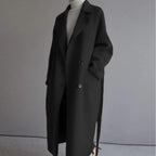 Women's Double-Breasted Longline Coat with Wide Lapels - 7