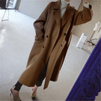 Women's Double-Breasted Longline Coat with Wide Lapels - 9