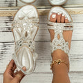 Women's Sandals with Adjustable Straps and Jewelled Embellishment - Silver
