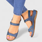 Women's Sandals with Adjustable Straps and Wedge Sole - Blue