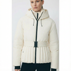 Women's Ski Jacket with Detachable Hood, Belted Fitted Waist - 2