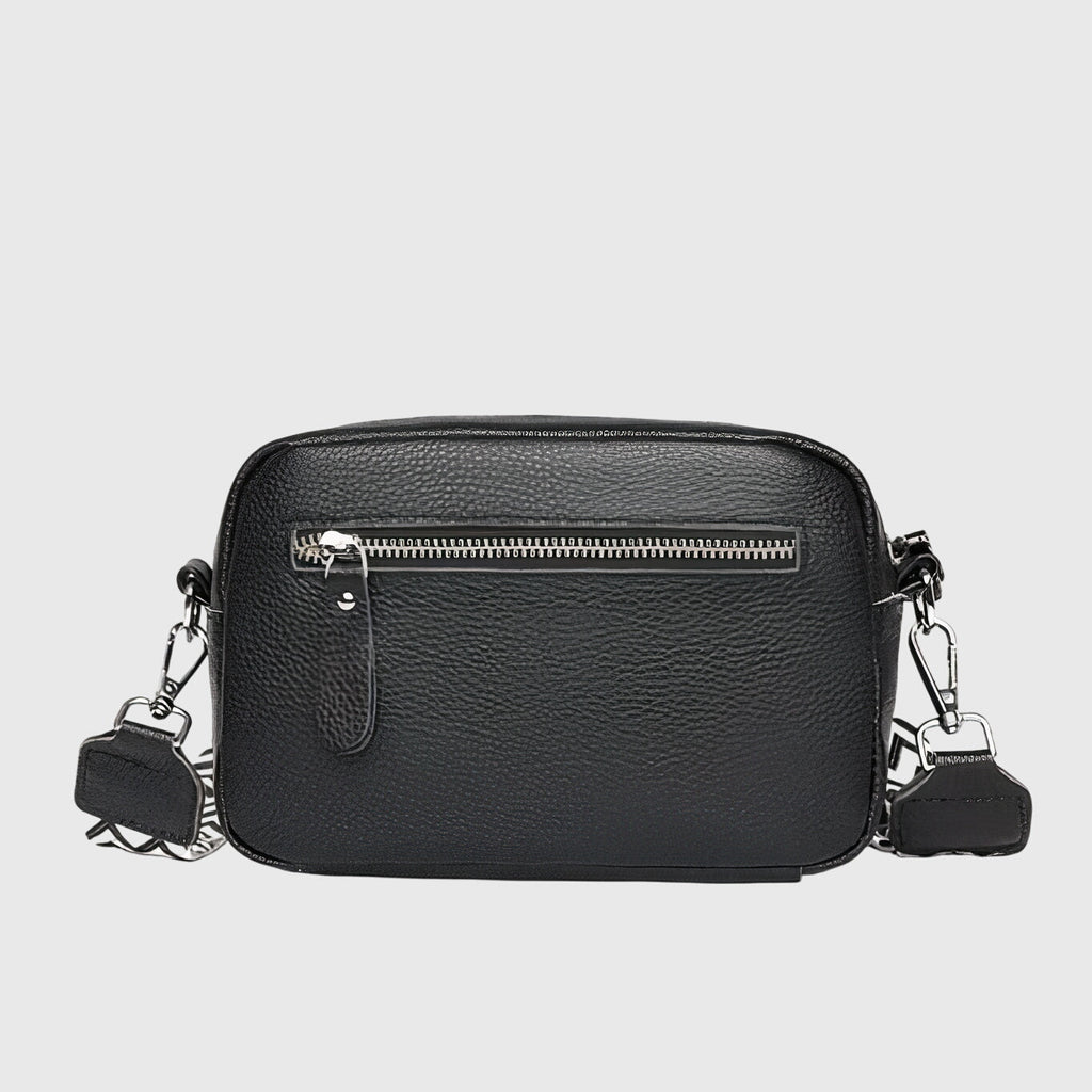 Women's Structured Crossbody Bag with Patterned Strap - 2