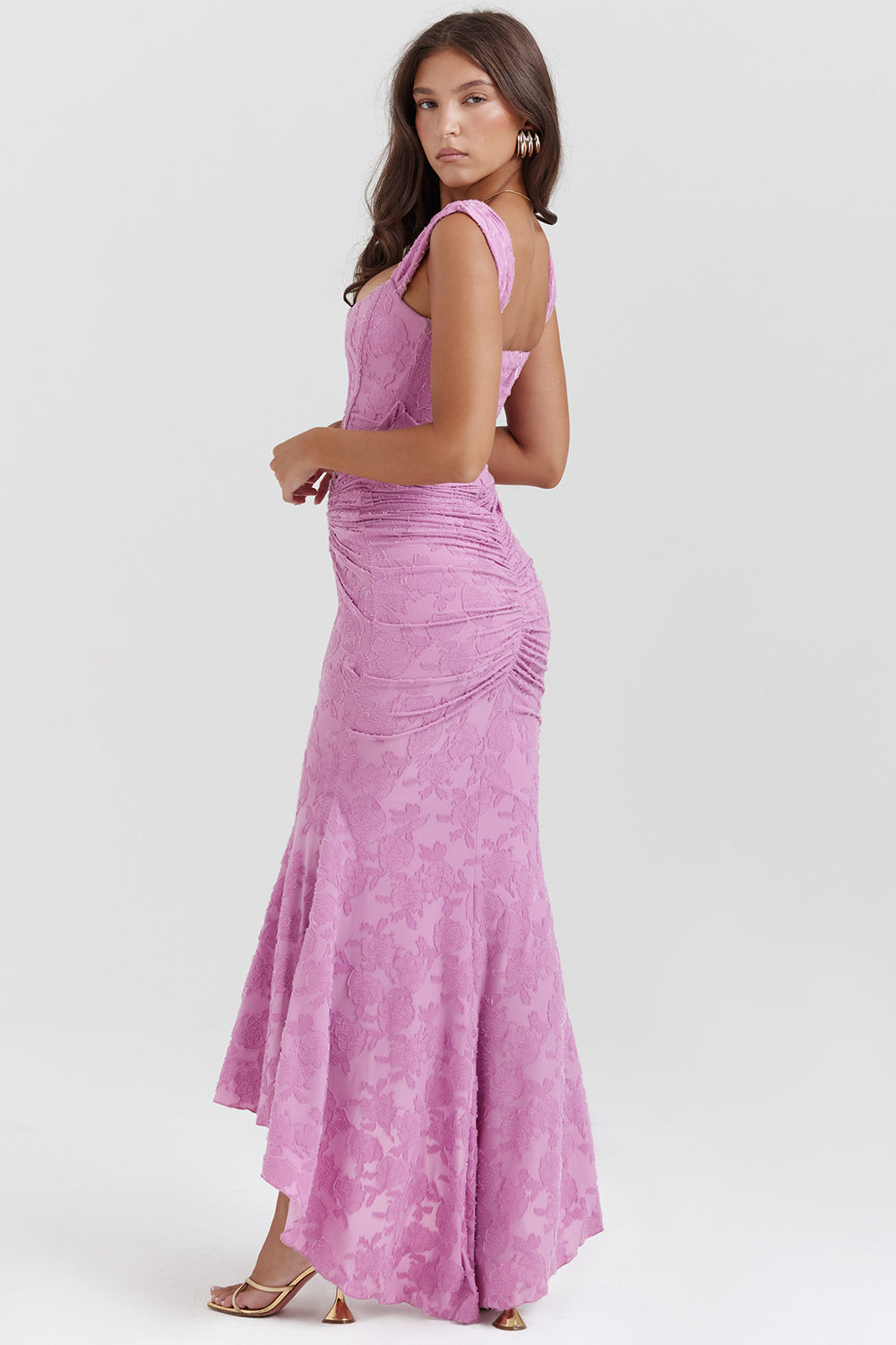 Women's Corset Maxi Dress with Gathered Waist and Sweetheart Neckline - 5