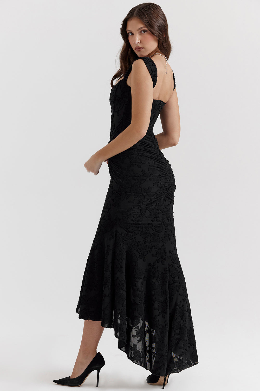 Women's Corset Maxi Dress with Gathered Waist and Sweetheart Neckline - 3