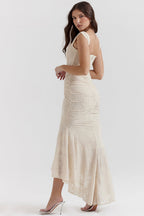 Women's Corset Maxi Dress with Gathered Waist and Sweetheart Neckline - 10