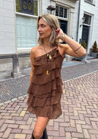 Women's Mini Dress with Ruffle Tiers and Flared Silhouette - 7