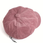 Women's Newsboy Cap with Ribbed Texture and Rounded Panels - 6