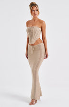 Women's Maxi Skirt with Crochet Detail and Tie Waist - 12