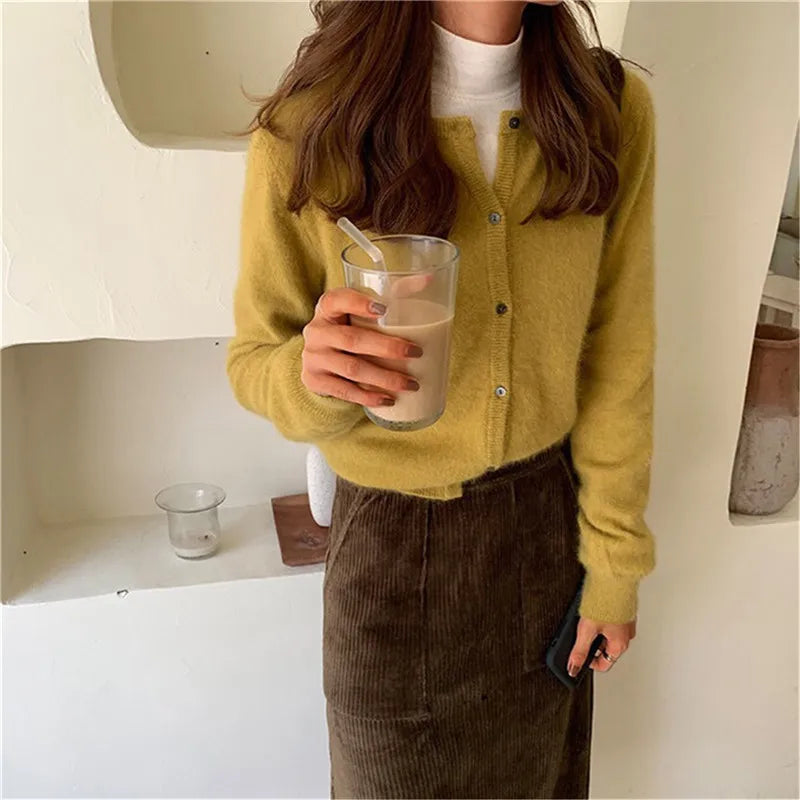 Women's Button-Front Knit Cardigan with Soft Finish - 10