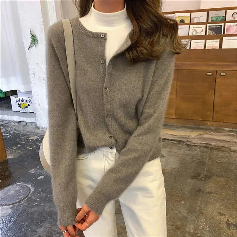 Women's Button-Front Knit Cardigan with Soft Finish - 11
