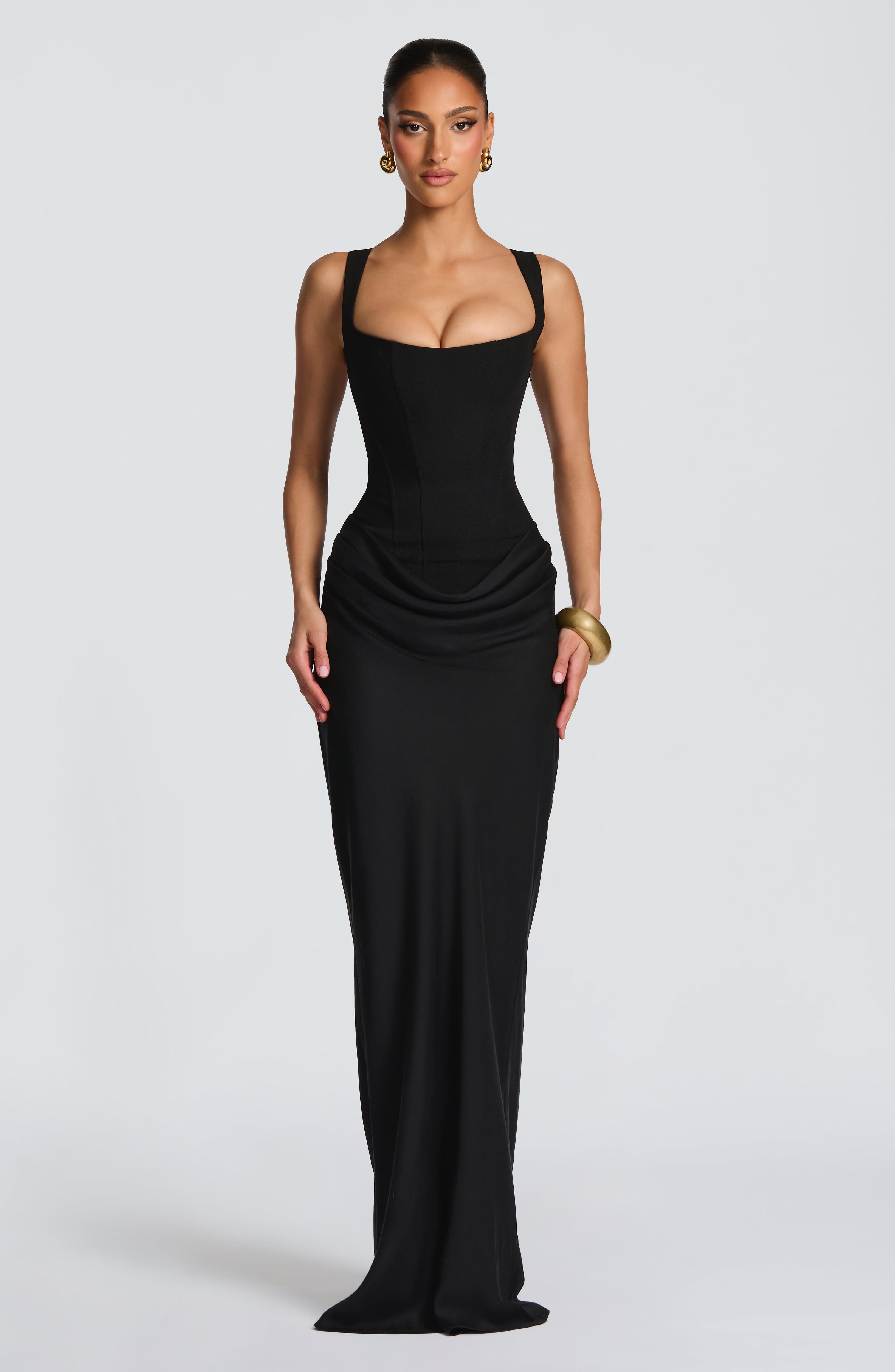 Women's Corset Maxi Dress Strapless Square Neck A-Line - 2