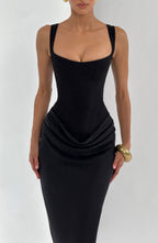 Women's Corset Maxi Dress Strapless Square Neck A-Line - 6