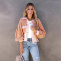 Women's Cropped Jacket Fitted with Frayed Hem - Pink