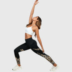 Women's High-Waisted Training Leggings with Contrast Print Panels - 5