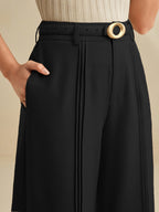 Women's High-Waist Wide-Leg Trousers with Pleated Front - 8