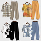 Women's Two Piece Set with Butterfly Print and Relaxed Fit - 8