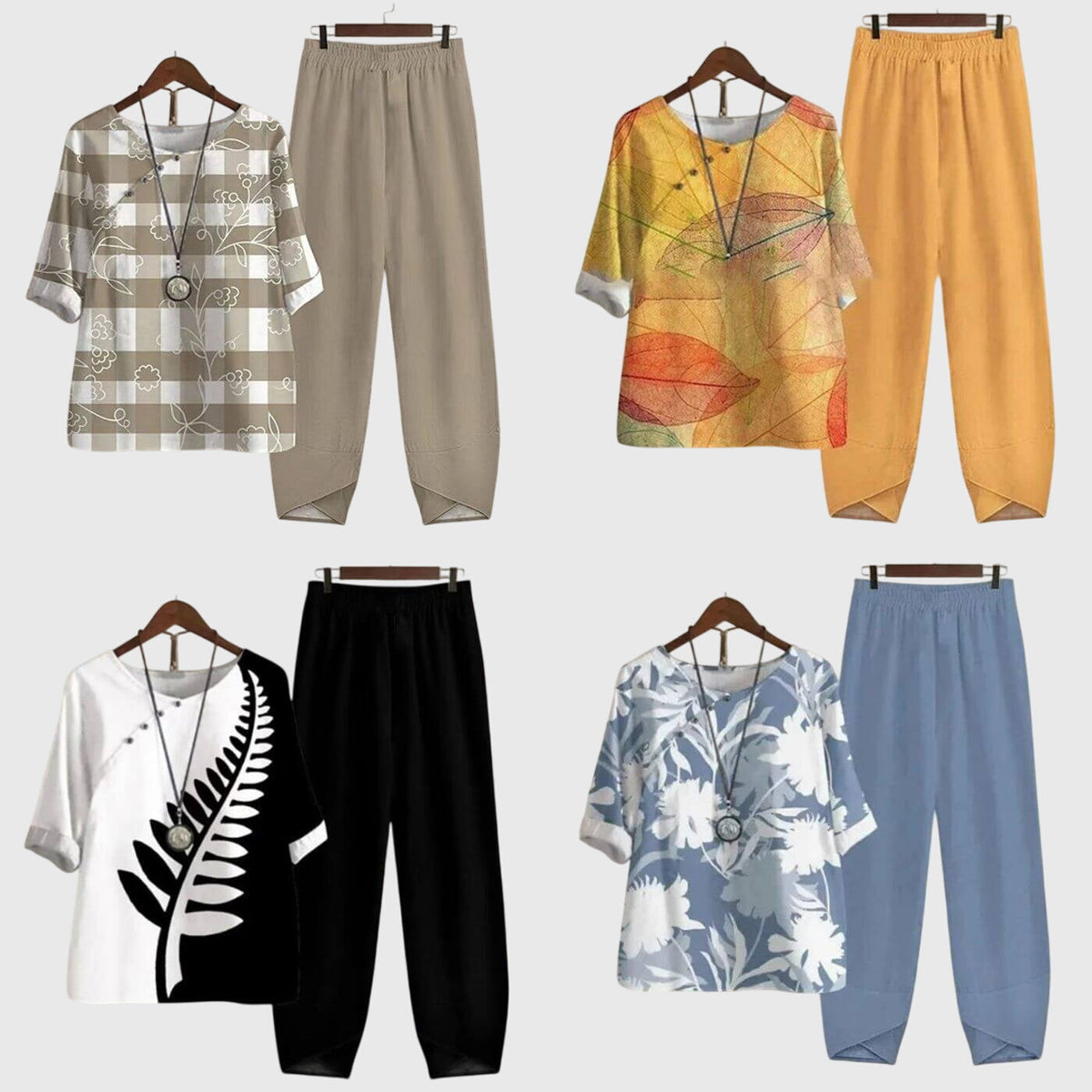 Women's Two Piece Set with Butterfly Print and Relaxed Fit - 8
