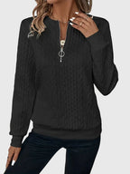 Women's Jumper with Zip Detail and Cable Knit Texture - 11