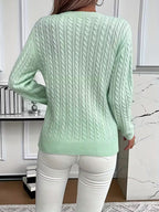 Women's Jumper Cable-Knit Long Sleeve Round Neck - 4