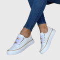 Women's Trainers with Chain Detail and Platform Sole - White