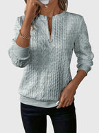 Women's Jumper with Zip Detail and Cable Knit Texture - 15