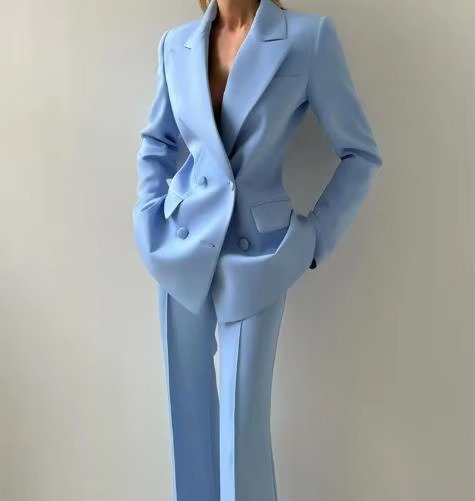 Women's Three-Piece Blazer Set Corset Top Flared Trousers - 5