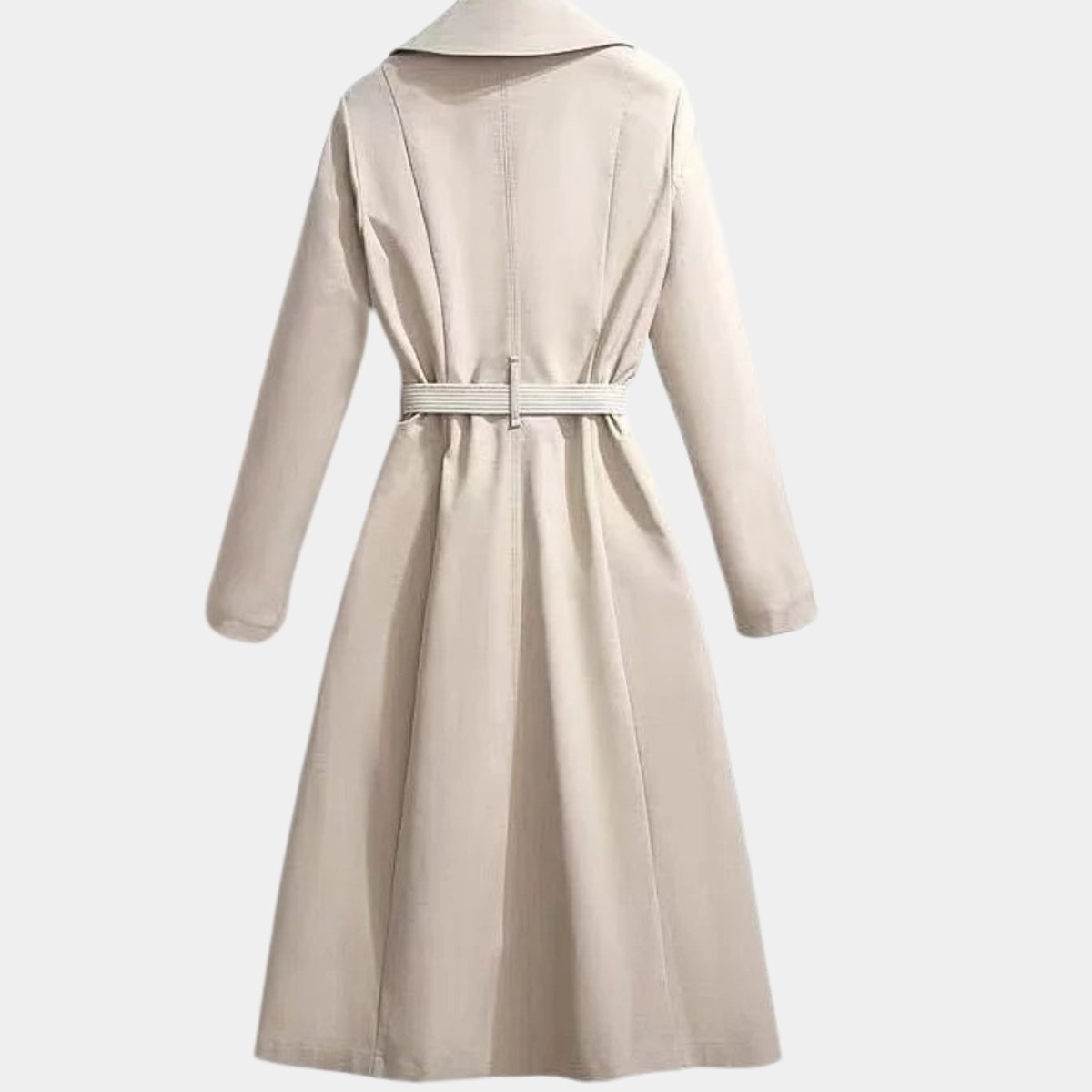 Women's Belted Trench Coat Midi Length Turndown Collar - 4