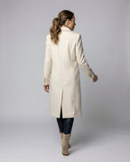 Women's Double-Breasted Longline Coat with Gold Buttons - 5