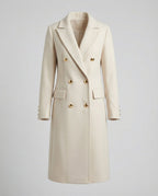 Women's Double-Breasted Longline Coat with Gold Buttons - 8