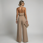 Women's Halterneck Jumpsuit with Wide-Leg Trousers - 5