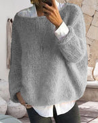 Women's Off Shoulder Jumper Fluffy Knit with Round Neck - 7