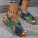 Women's Sandals with Cross-Strap Wedge and Touch-Fasten Strap - 5