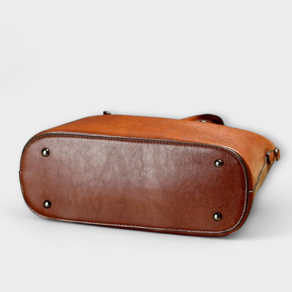 Women's Shoulder Bag with Vintage Finish and Structured Silhouette - 6