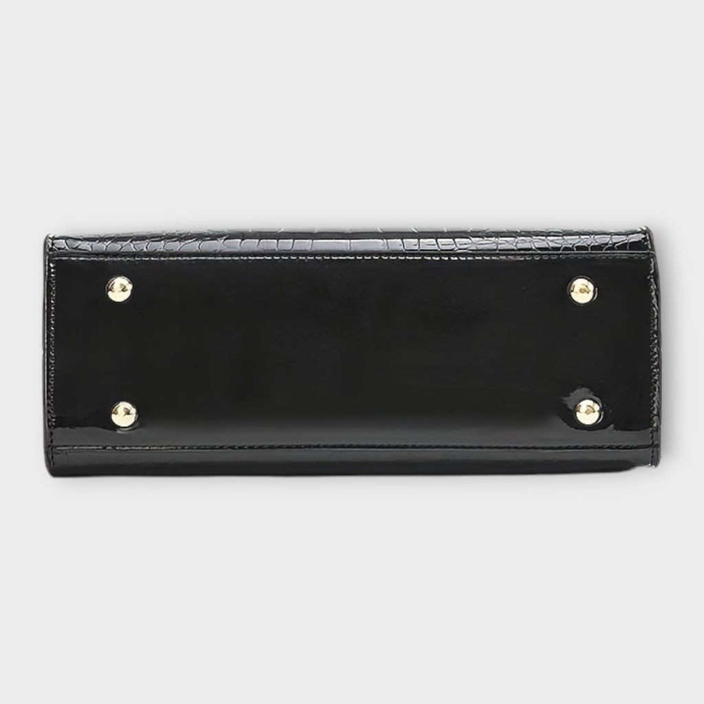 Women's Handbag with Glossy Crocodile-Effect Pattern - 4