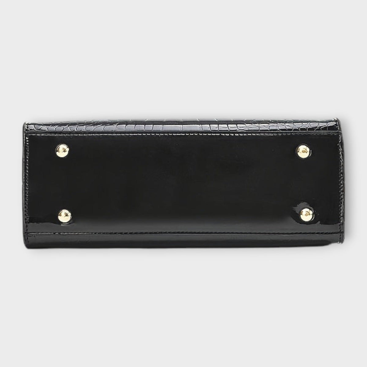 Women's Structured Handbag with Croc-Effect Panelling - 4