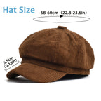 Women's Newsboy Cap with Ribbed Texture and Rounded Panels - 9