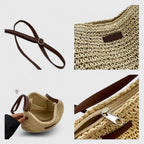 Women's Slouchy Woven Shoulder Bag with Adjustable Strap - 5